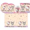 WOOPARTY Kit Compleanno Hello Kitty per 8 Persone - Set Festa con Piatti 23cm, Bicchieri, Tovaglioli e Tovaglia - Addobbi Tema Hello Kitty per Bambini