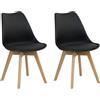 Totò Piccinni Sedia FUTURA con cuscino imbottito e gambe in LEGNO di faggio dal desing scandinavo (2, Nero)
