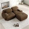 Bladez Divano modulare Loveseat in tessuto di velluto a coste, moderno divano a 2 posti, con braccioli curvi, fondo antiscivolo, senza montaggio, per soggiorno, cuscino ad alta elasticità (marrone, 3