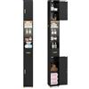 RELAX4LIFE Colonna da Bagno 181 cm, Armadio Stretto da Bagno con Striscia Luminosa a 3 Colori, Ripiani Regolabili e Gancio Laterale, Credenza Cucina, 20x20x181cm (Nero)