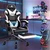 ALFORDSON Sedia Gaming Massaggiante, Sedia Gamer Professionale con Cuscino Lombare & Poggiatesta, Poltrona Ergonomica da Ufficio con Poggiapiedi, Regolabile 90-150°, Portata 180 kg, Similpelle(Bianca)