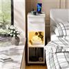 Ztexkee Comodino stretto con presa e striscia luminosa a LED, Tavolino stretto con 4 ruote alto Comodini con 1 scomparto scorrevole e 2 ripiani per camera da letto, soggiorno, bianco