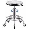 Generic Sgabello girevole in acciaio inox 304 ad altezza regolabile, con ruote, rotondo, per officina, garage, capacità di carico 217,7 kg