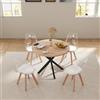 GrandCA HOME Tavolo da Pranzo con 4 Sedie, Tavolo da Pranzo Rotondo da 100 CM, Sedia da Cucina Imbottita Trasparente, Set Tavolo da Pranzo e Sedie (Chiaro + Bianco)