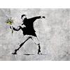 1art1 Banksy Poster Stampa Artistica su Tela Il Lanciatore di Fiori, Graffiti Arte di Strada Quadro da Parete sulla Barella | Murale XXL | Immagine 40x30 cm