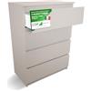 CDF Cassettiera 4 Cassetti Mobile Camera da Letto Cachemire 40x70x97 cm | Struttura in Laminato, Frontali Senza Maniglie, per Zona Notte e Zona Giorno, Stile Moderno, Organizzazione Domestica