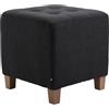 CLP Poggiapiedi Divano Pharao I Sgabello Pouf Capitonné Imbottito in Stoffa I Sgabello Basso Salotto Piedini in Legno, Colore:Nero