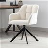 Ya-Home Poltrona Salotto Girevole in Velluto Poltroncina Imbottita Sedia da Scrivania Moderna Sedia da Ufficio Girevole con Braccioli per Camera da Letto/Ufficio, Beige