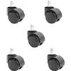 IDIMEX Set di 5 ruote per sedie girevoli, morbide ruote di ricambio per pavimenti duri, perno da 11 mm e diametro di 50 mm, colore nero