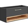 PIASKI Borneo - Mobile lavabo da 120 cm, mobile da lavabo sospeso, mobile da bagno, colore: rovere/grigio cosmo (solo