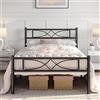 Yaheetech Struttura Letto Singolo in Metallo 36 cm Battuto a Doghe 90 x 190 cm Testiera Snella in Ferro Moderno Nero