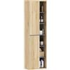 HOMCOM Colonna da bagno a parete, armadio da bagno con scomparti aperti e 2 ante, mobile da bagno moderno, 40 x 24 x 141,5 cm naturale
