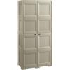 MA MAISON Armadio Multiuso in Plastica 2 Ante con 4 Scomparti e Vano Portascopa, Mobile Alto Organizzazione Casa per Lavanderia, Ingresso e Ripostiglio, 79x43x164 cm (Taupe)