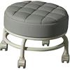 JISADER Sgabello a Rullo, Sgabello Girevole con Ruote, Sedile a Rullo in Pelle PU Basso Rotonda, Piccolo Sgabelli per Massaggio, Domestico, Office, Fitness, GRIGIO