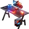HLONONE 100 x 50 cm Scrivania Gaming, Postazione Gamer in Fibra di Carbonio, Tavolo Gaming Ergonomico, Scrivania da Ufficio per Studio, Gioco e Lavoro, Nero