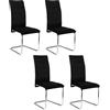 Lestarain Set di 4 Sedie Sala da Pranzo, Sedie da Cucina Imbottite, Sedie Ergonomiche senza Braccioli, Gambe a Slitta, per Soggiorno, Camera da letto, Ufficio, in Velluto, Nero, LCNI117002-4