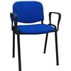 SEDIAOFFICE - Sedie Ufficio Senza Ruote con Braccioli, Sedia Scrivania Ergonomica, per Studio, Sala D'Attesa, Sala Riunioni e Conferenze, Comoda Sedia Ufficio in Tessuto (2 Braccioli, Blu)