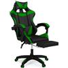 IDMarket - Sedia da gioco ALEX regolabile con poggiapiedi, cuscino per la testa e cuscino lombare in nero e verde