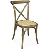 Biscottini Sedie sala da pranzo legno massello Corss 44x46x88 cm - Sedia cucina e soggiorno in rattan - Sedie in legno da esterno e interno Rustica - Sedia legno imbottita Vintage
