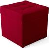 MG Design Pouf contenitore imbottito 45 × 45 cm Rosso - capacità ca. 50 L, fino a 300 kg, struttura in legno massiccio, superficie opaca con trama fine, già montato e facile da pulire