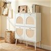 HOKEEPER Scarpiera Slim in Rattan con 4 Cassetti, Capacità per 16 Paia di Scarpe, Armadio Multiuso per Ingresso, Colore Bianco
