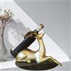 evym Elegante portabottiglie dorato a forma di cervo | Porta bottiglie di vino con cervo dorato 35 x 13 x 22 cm | Supporto creativo per vino | Porta vino da tavolo | Scaffale per vino in resina | Singolo