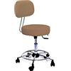 GALIZIA prjme Sgabello con Ruote e Schienale Girevole, Sgabello Lavoro con Schienale ed Altezza Regolabili, per Centri Estetici, Tatuatori, Imbottitura Alta 7cm, Prodotto Italiano (CUOIO)