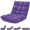 COSTWAY Sedia da Pavimento, Cuscino Imbottito da Terra con Schienale Regolabile a 14 Livelli, Poltrona Pieghevole Relax, Lettura, Yoga, per Soggiorno, Camera da Letto (Viola, 68 x 57 x 56 cm)