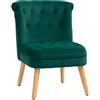 HOMCOM Poltrona per Soggiorno e Sala da Pranzo con Seduta Imbottita, Poltroncina da Camera con Gambe in Legno e Tessuto Effetto Velluto, 60x66x79 cm, Verde