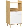 HOMCOM Mobiletto per Microonde in Truciolato con Ripiano Superiore, Cassetto Scorrevole e Armadietto con Anta, 58x40x118 cm, color Legno e Bianco