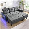 Lubvtti Divano angolare a L multifunzionali con poggiapiedi mobile extra-large + illuminazione ambientale a LED,divano 3 posti moderno,divano letto modulare (E-Grigio)
