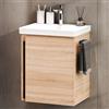 Planetmöbel lavabo con mobiletto 50 cm, mobile lavabo sospeso, chiusura ammortizzata, set di mobili da bagno, rovere Sonoma