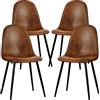FurnitureR Set di 4 sedie da pranzo in pelle ecologica in poliuretano, per sala da pranzo, cucina, con gambe in metallo, per soggiorno, marrone scuro