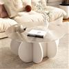 JDPYURV Tavolino moderno rotondo Piano in vetro temperato trasparente e base in legno, tavolo da caffè minimalista con pannello classe E1, per salotto cucina o camera da letto(E,70*40cm/27.5*15.7in)