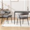 chairus Set di 2 sedie da cucina moderne in ciniglia, imbottite, con gambe in metallo, per sala da pranzo, cucina, ristorante, grigio