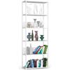 AKORD | Scaffalatura Metallo 70 cm | Mensole Libreria | Salvaspazio | 6 ripiani | Scaffalature Metalliche | Robusto | Stabile | Mobiletto Multiuso | Moderne Bianco | Bianco
