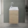 Inbagno Mobile Lavatoio 45X50 Cm Con Vasca In Resina Bianca, Asse Lavapanni, Struttura In Legno Nobilitato Rovere Con Un'Anta Apribile Mediante Maniglia Cromata, Già Montato Con Kit Di Scarico Incluso