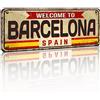 MEGADECOR DECORATE YOUR HOME Megadecor - Targa vintage in alluminio o PVC - Welcome from Barcelona, 36 cm x 16 cm (Aproprossima ACM 3 mm)