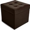 MG Design Pouf contenitore imbottito 45 × 45 cm Marrone - capacità ca. 50 L, fino a 300 kg, superficie morbida con leggero riflesso, struttura in legno massiccio, già montato e facile da pulire