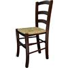 S.I.S.A. di G.&G. srl SISA srl, Sedie da Pranzo e Soggiorno in Legno Paesana, Colore Noce, Seduta in Paglia, 45x37x87, Made in Italy - Ordine Minimo 2 Pezzi