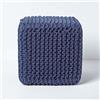 Homescapes, pouf poggiapiedi imbottito lavorato a maglia, 100% cotone, ideale in salotto, per bambini o anziani, Tessuto, Navy Blue, 40 x 35 cm