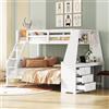 KUAKE Letto a castello 140x200cm con scrivania integrata e vano portaoggetti,letto a soppalco con 3 cassetti e protezione dalle cadute, per cameretta dei bambini, telaio del letto e rete a doghe in (Bianco)