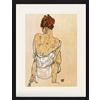 1art1 Egon Schiele Poster Donna Seduta di Schiena, 1917 Quadro in Cornice con Pregiato Passepartout | Immagini A Parete | in Una Cornice 80x60 cm
