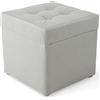MG Design Pouf contenitore imbottito 45 × 45 cm Grigio - capacità ca. 50 L, fino a 300 kg, struttura in legno massiccio, superficie opaca con trama fine, già montato e facile da pulire