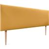 DHOME Testata Imbottita Liscia in Similpelle o Tessuto AQUALINE - Testata Letto di Lusso (Similpelle Senape, 160cm con Gambe, per Letti 150/160)