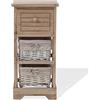 Rebecca Mobili Comodino legno e vimini, mobiletto bagno 3 cassetti, stile shabby, bagno soggiorno, idee arredo casa - Misure: 63 x 30 x 27 (HxLxP) - Art. RE6105