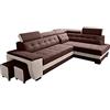Robin Inspire Grand Divano angolare con funzione di letto cassetto per la biancheria due pouf poggiatesta regolabile angolo a destra crema 277 x 180 x 100