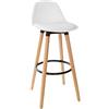 ATMOSPHERA CREATEUR D'INTERIEUR Atmosphera - Sgabello da bar Maxon bianco, altezza 92,5 cm, gambe in legno, seduta imbottita, stile scandinavo - Per cucina, isola cucina, seggiolone