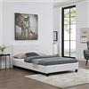 CARO-Möbel Letto imbottito Brighton letto con superficie di appoggio, 120 x 200 cm, letto singolo con rete a doghe in ecopelle, colore: bianco