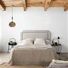 marcKonfort Testiera Letto con Rivestimento in Tela 160x60 cm Grigio, Bottoni Color Marrone, Spessore complessivo 8 cm